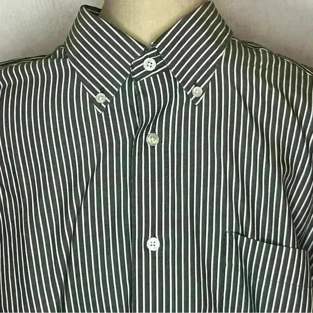 Eddie Bauer Long Sleeve Dress Shirt Men Large Gray White Collar Wrinkle Resist - Picture 2 of 7